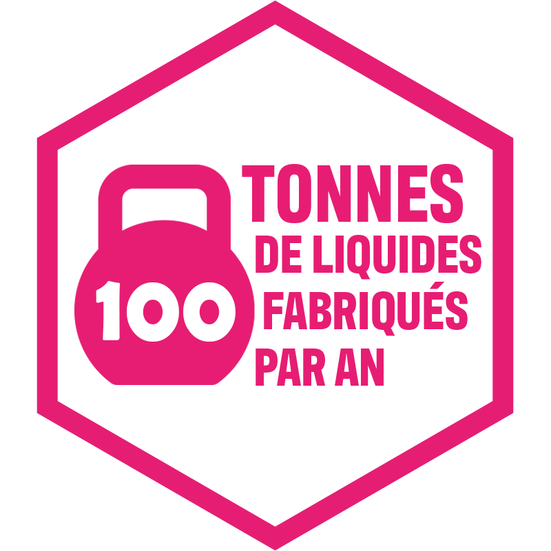 100 tonnes de liquides fabriqués par an